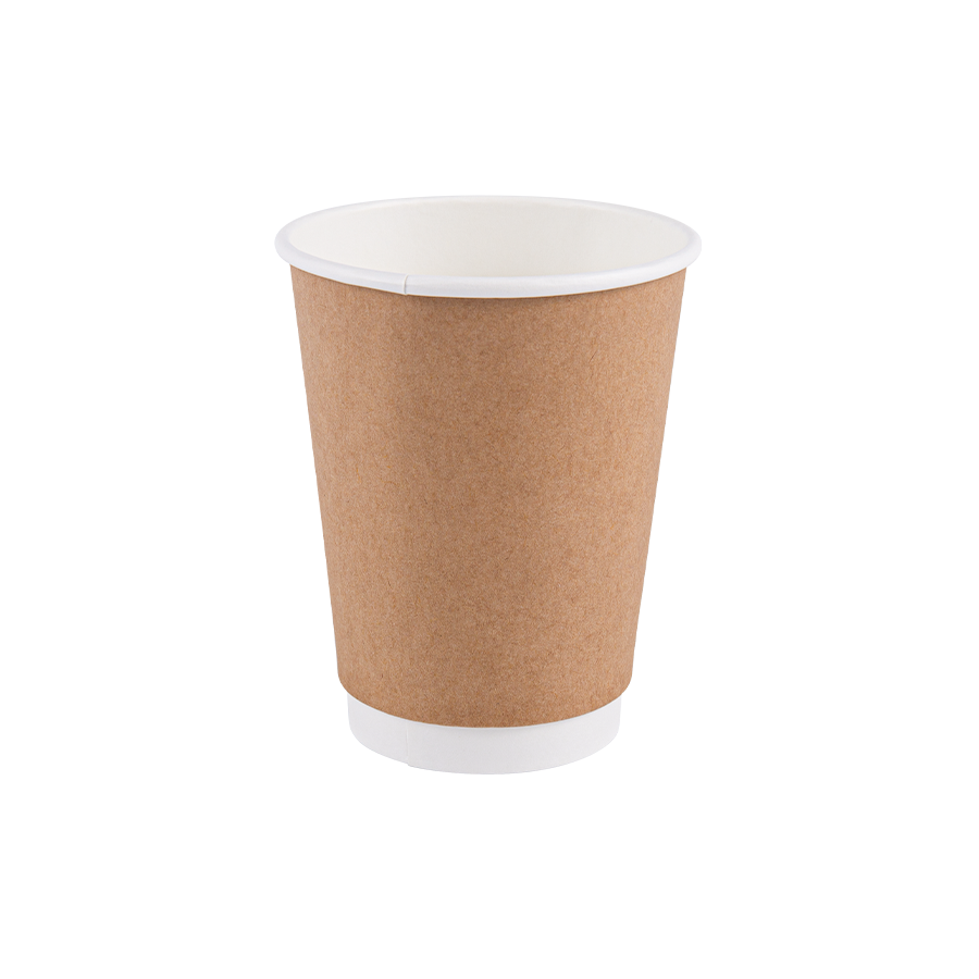 8oz Double-Wall Kraft Paper Cup with Home-Compostable Plastic-Free Coating & Thermal Insulation