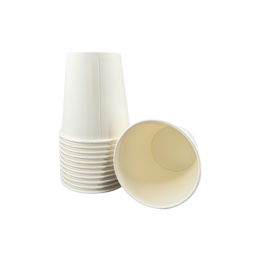 10oz White Disposable Paper Beverage Cups With Rolled Rims
